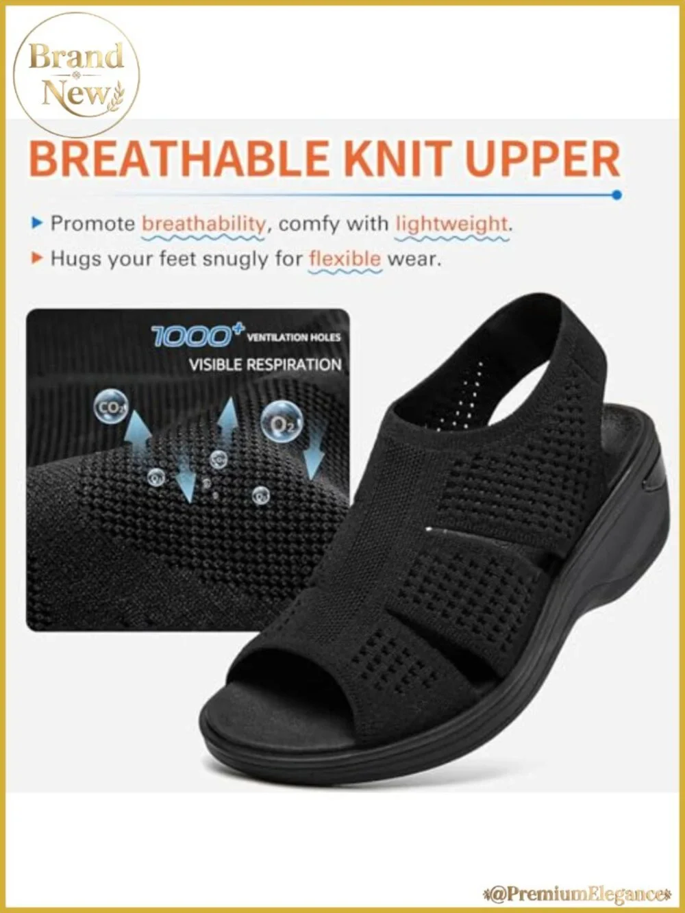 Comfortable Platform Walking Sandals Memory Foam Open Toe Lightweight